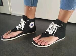 Converse Womens Sz 9 Chuck All Star Black Thong High Top Sandals Gladiator Flats